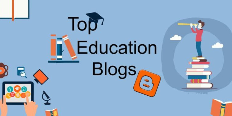 Text Written Top Education Blog In A Blue Background.