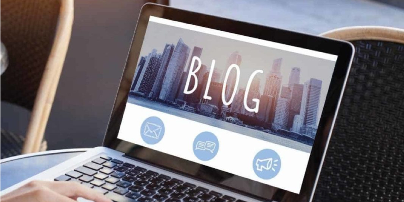 A Blog Template Showing On A Laptop Representing The Blogging Platform.