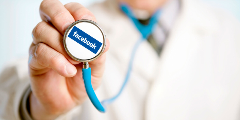 A Doctor Showing His Stethescope That Representing Facebook Text.